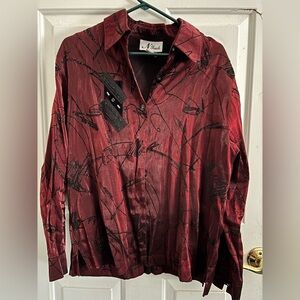 Vintage N Touch Red & Black Button Down Shirt